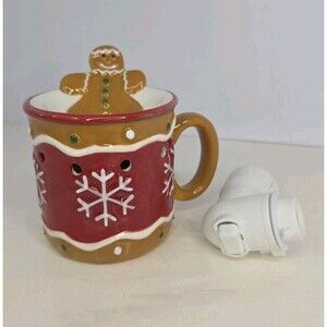 Scentsy Gingerbread Man Christmas Mug Style Plug In Wax Warmer Used Works w/Box